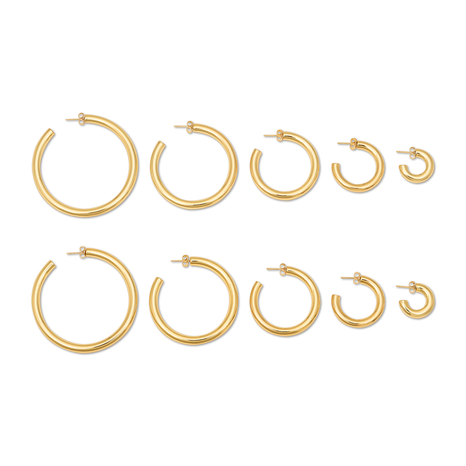 Round Chunky Hoops, 14k Plated Gold